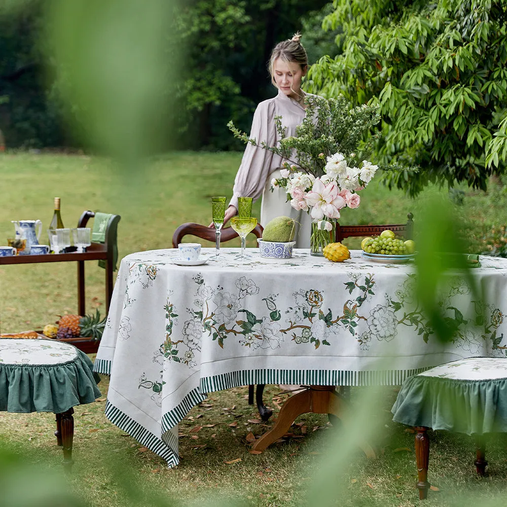 Magnolia Pastoral Linen Print Waterproof Tablecloth