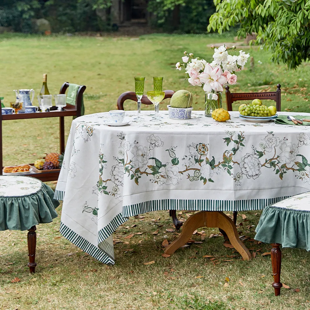 Magnolia Pastoral Linen Print Waterproof Tablecloth