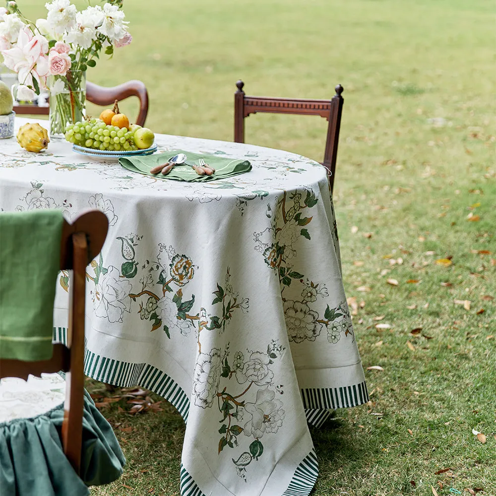 Magnolia Pastoral Linen Print Waterproof Tablecloth