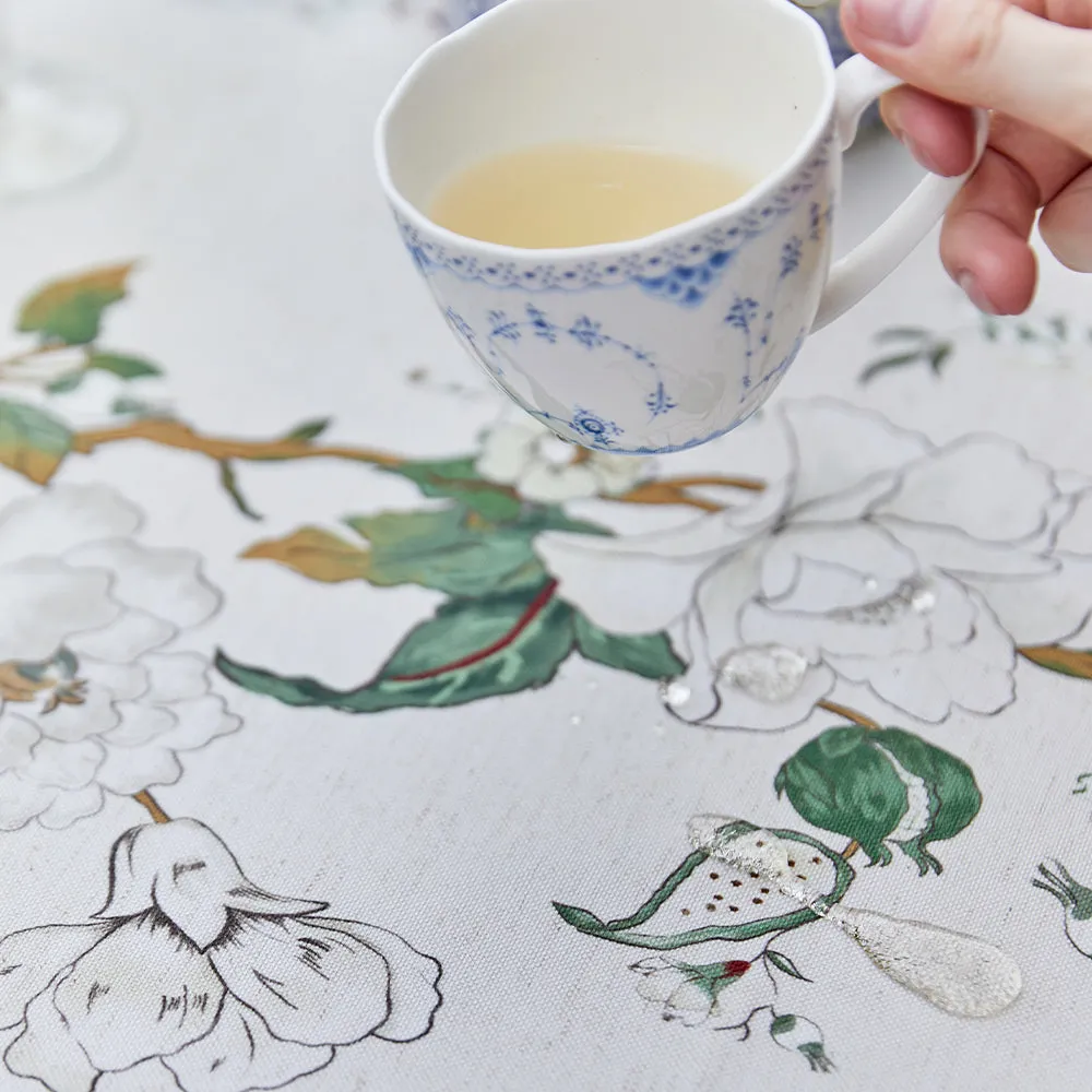 Magnolia Pastoral Linen Print Waterproof Tablecloth