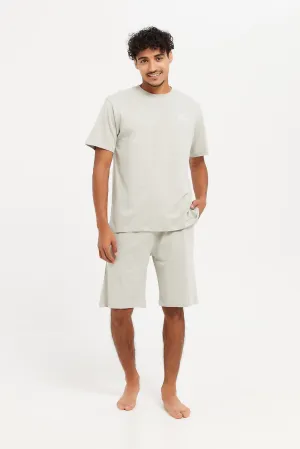 Men Grey Plain Pyjama Set (2 Piece)