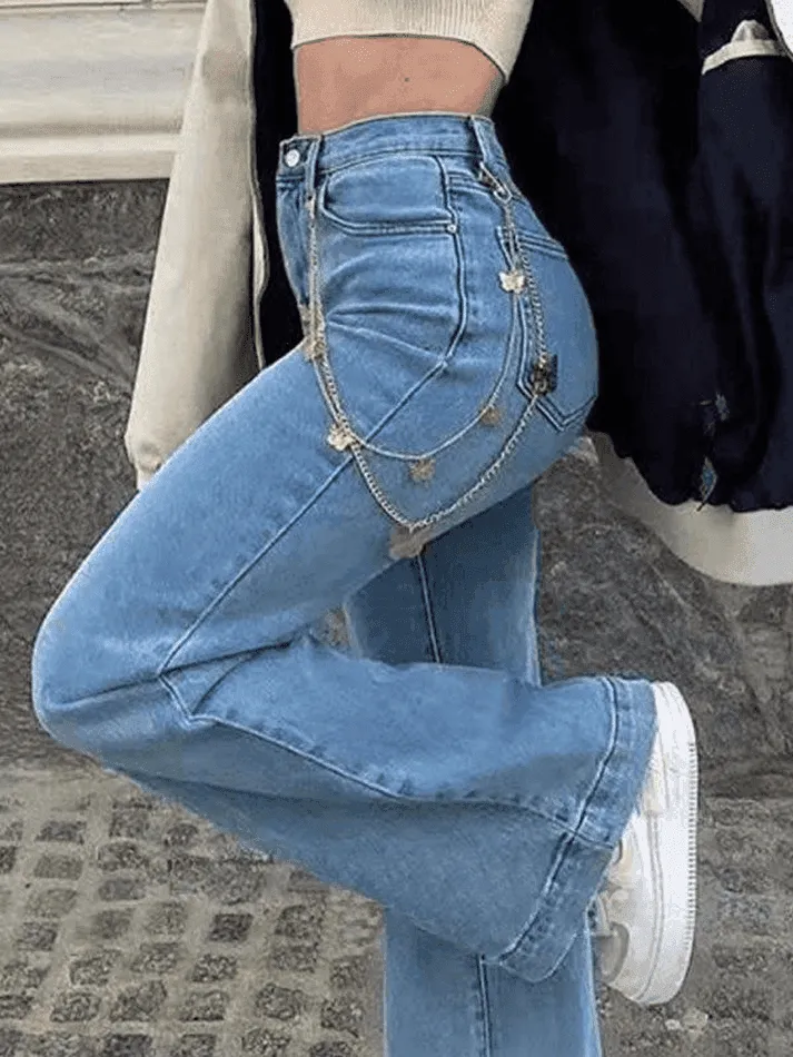 Mid Waist Washed Boyfriend Jeans