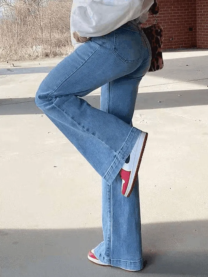 Mid Waist Washed Boyfriend Jeans