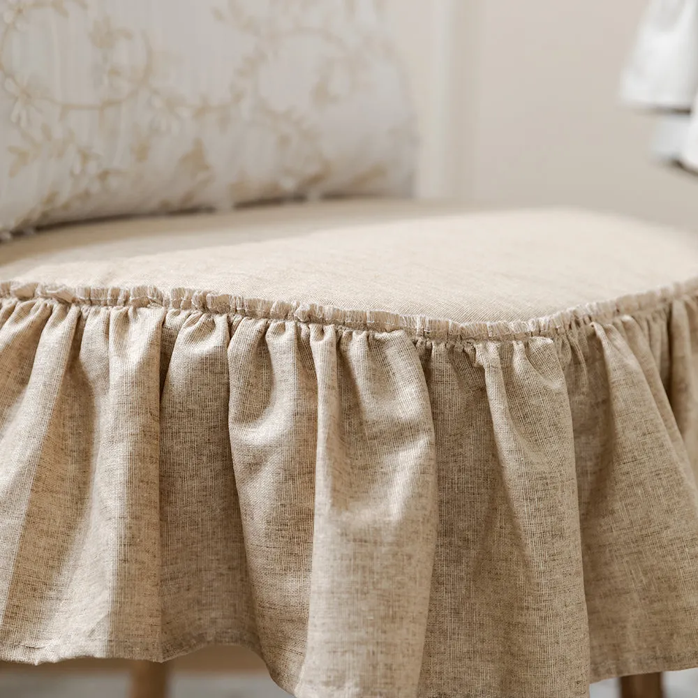 Olivia Linen Beige Ruffle Chair Cushion