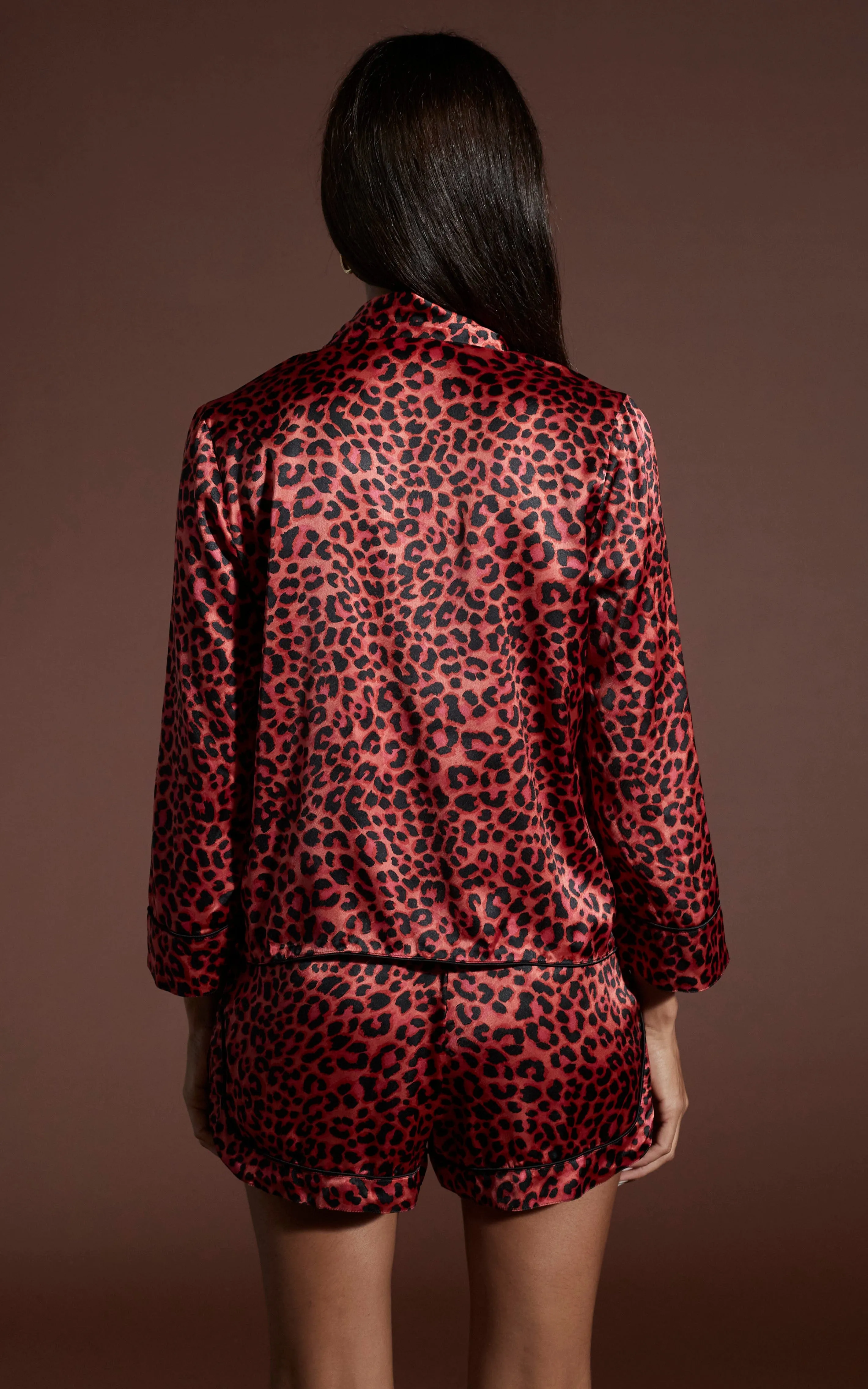 Oona Shortie PJ Set in Ruby Red Leopard