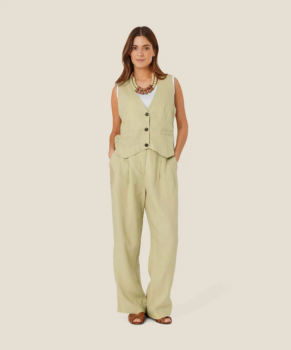 Perli Wide-Leg Linen Pants