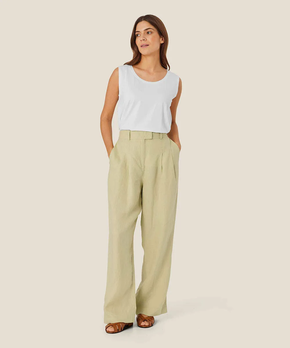 Perli Wide-Leg Linen Pants