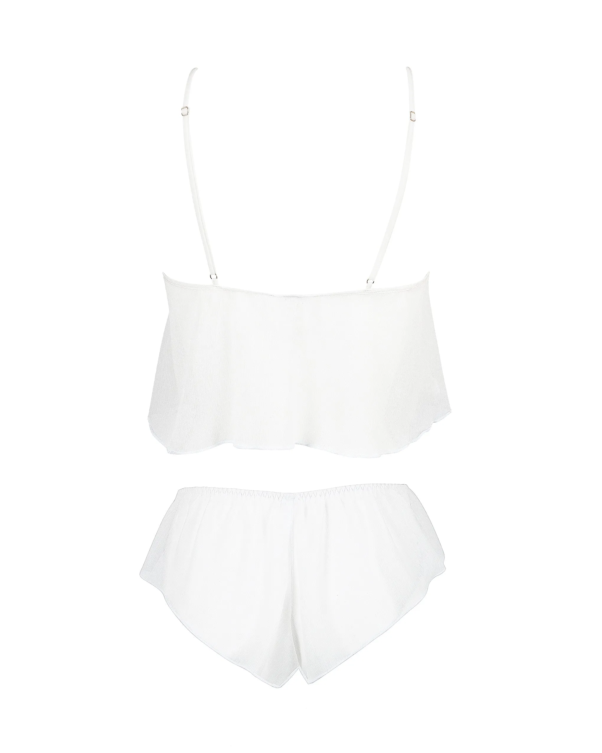 Pia Crop Cami and Short Set White