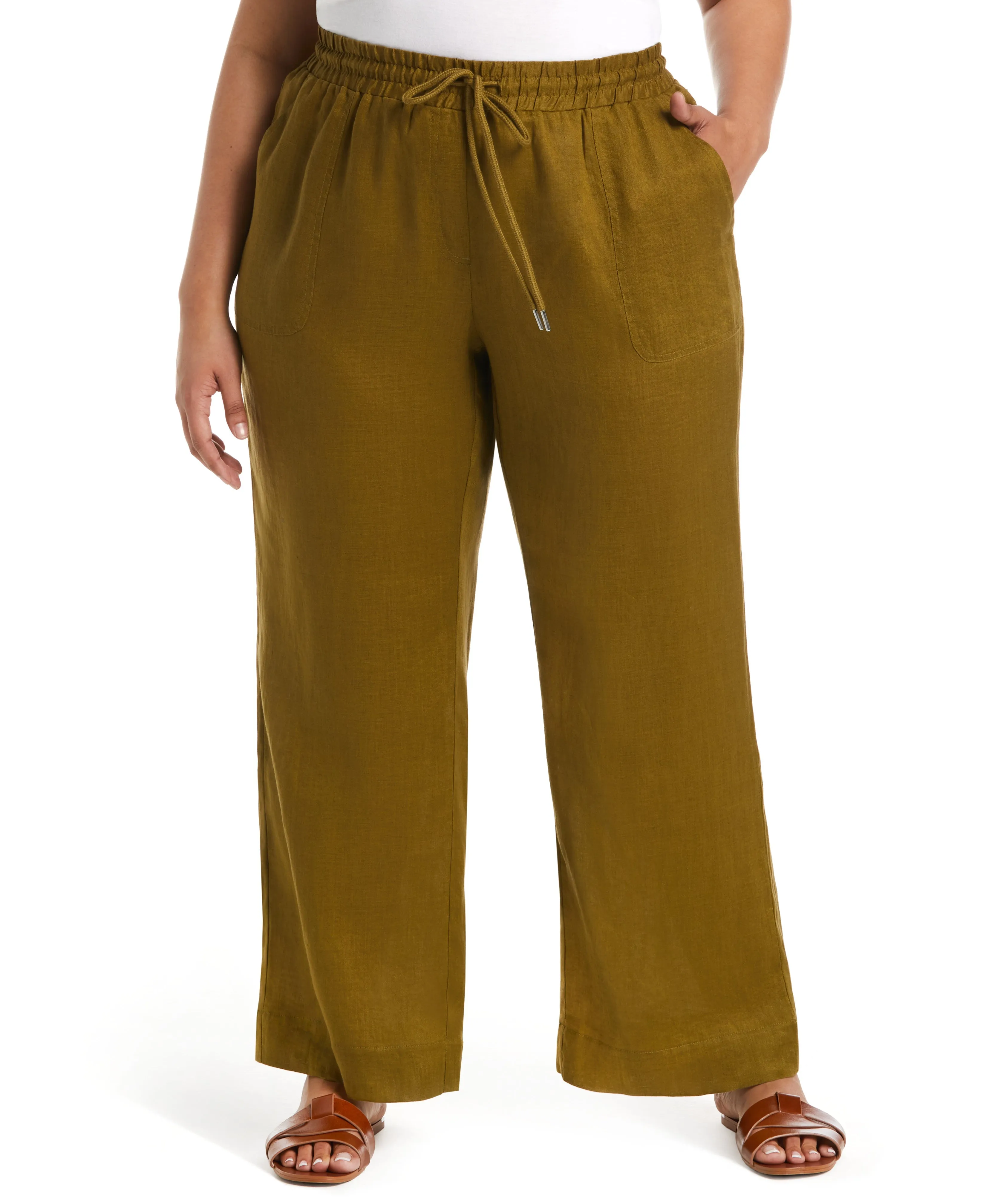 Plus Size Modern Fit Wide Leg Linen Pant