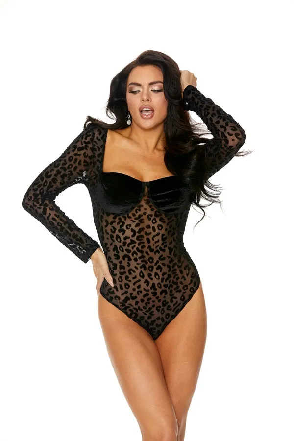 Queen Flocked Leopard Bodysuit