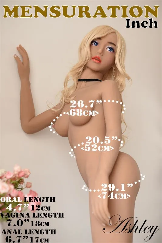 Realistic 148cm Tanned Sex Doll, Skinny B-cup Blonde Hair Hispanic Girl Ashley