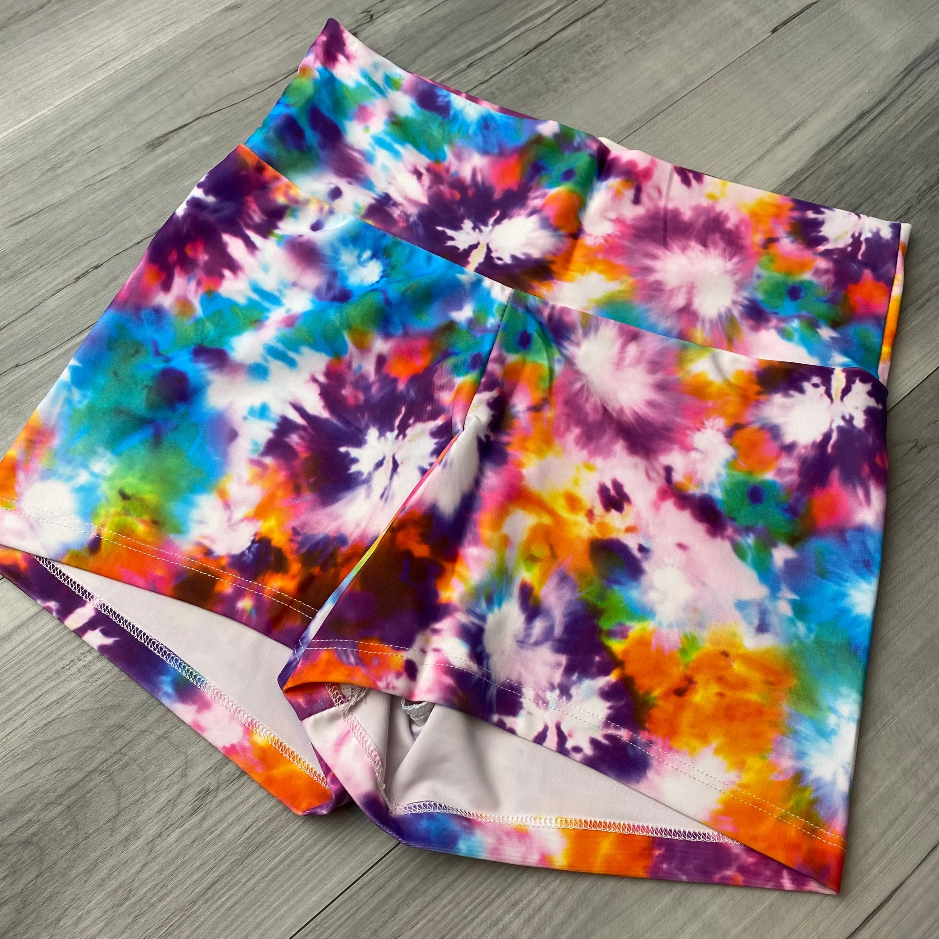 SALE - High Waist Booty Shorts - Tie Dye Blitz