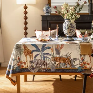 Serengeti Animal Print Waterproof Linen Tablecloth