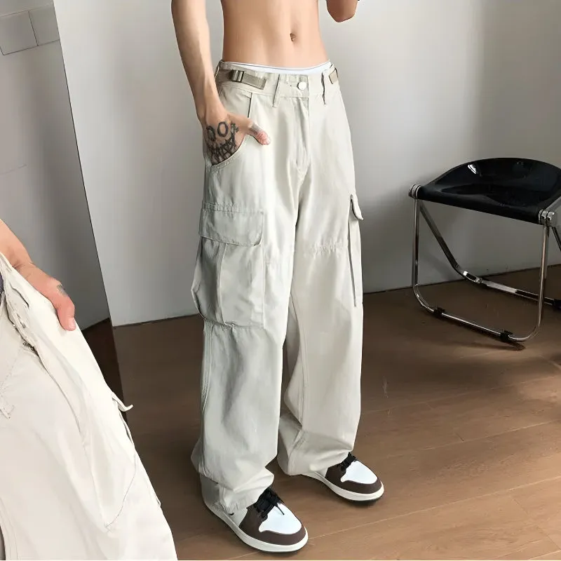 Side Belt Detailed Baggy Cargo Pants