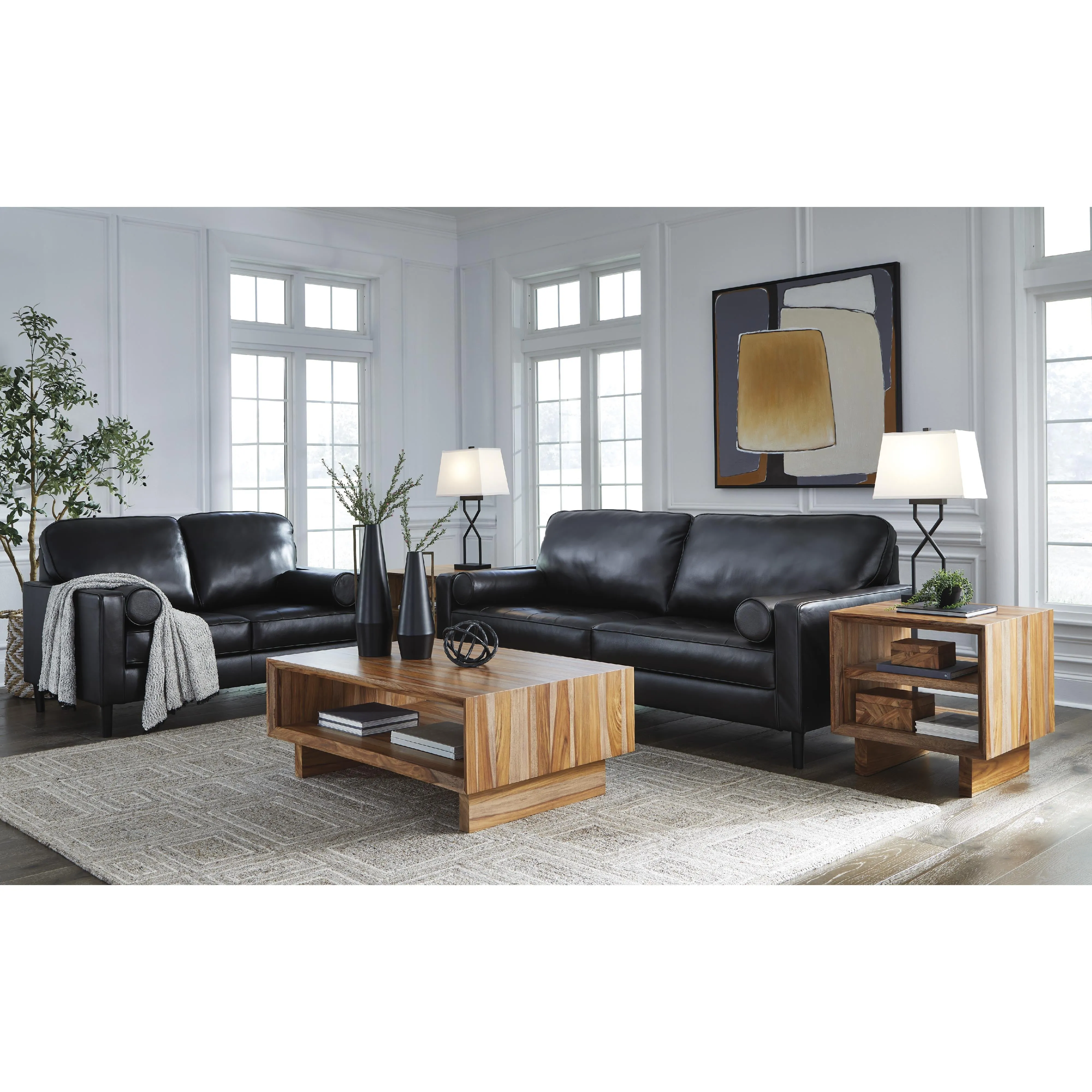 Signature Design by Ashley Bryceview Stationary Leather Match Loveseat 2120535