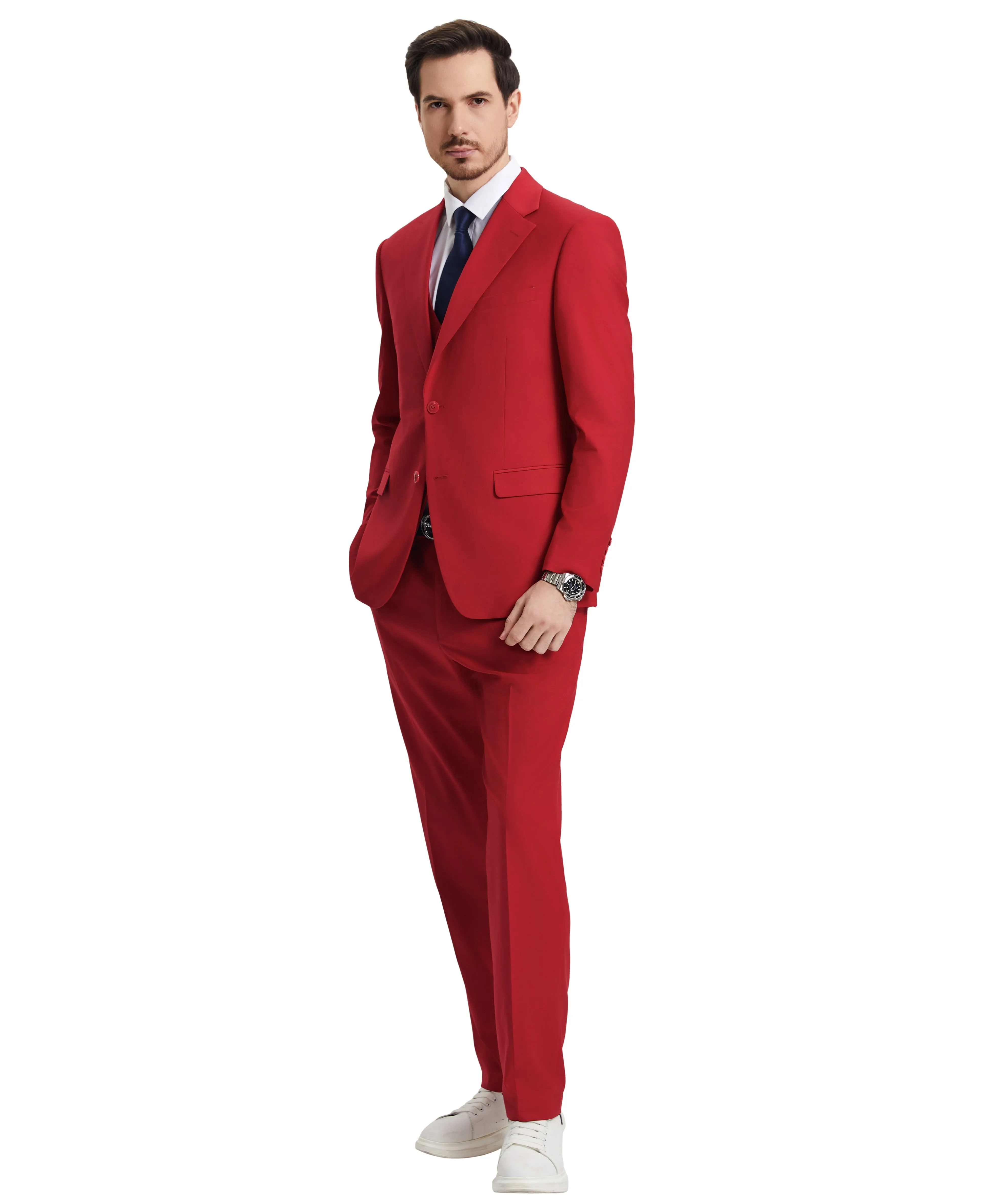 Stacy Adams Hybrid-Fit Vested Suit, Seductive Red