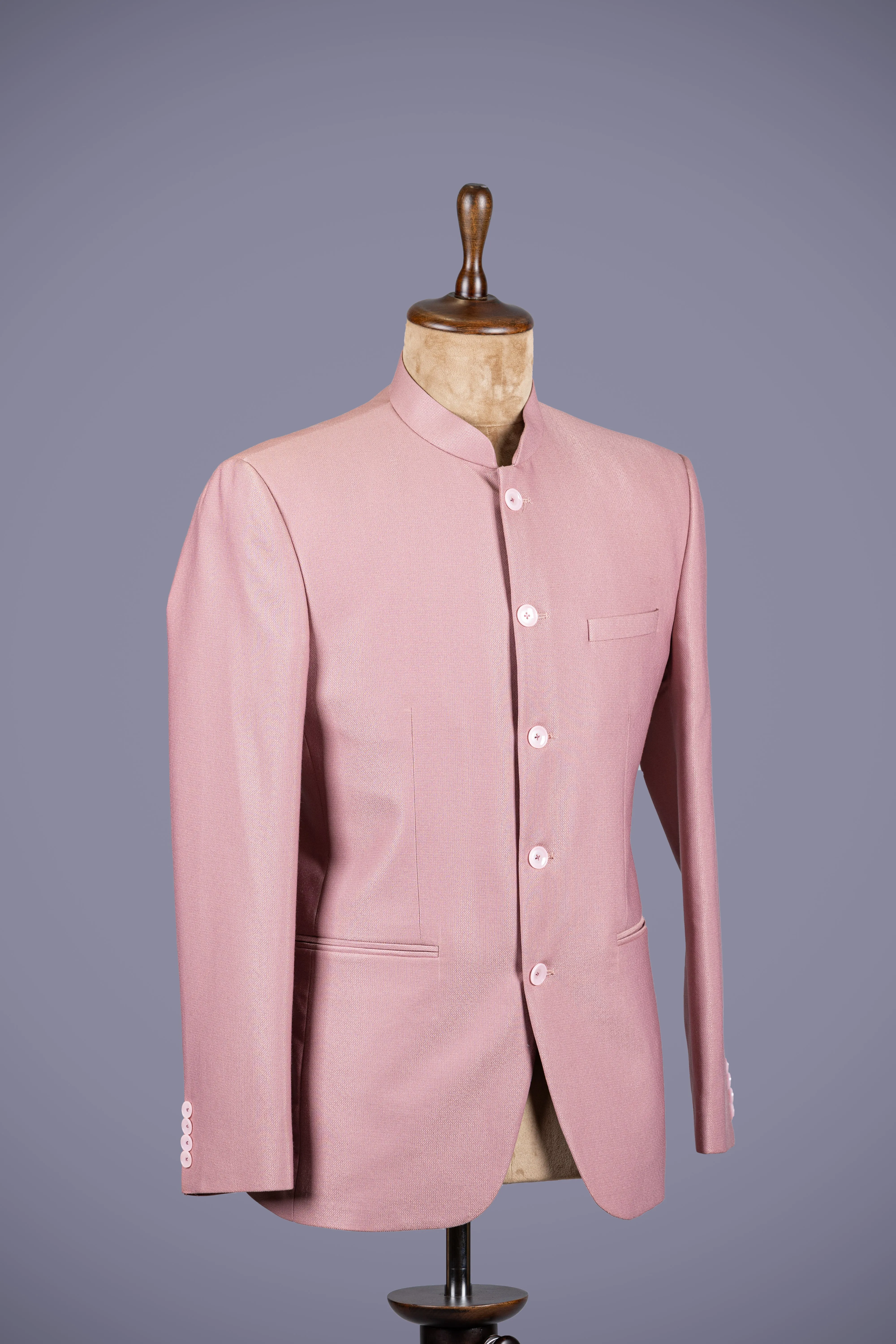 Standout Pink Jodhpuri Suit in Luxurious Suede Velvet