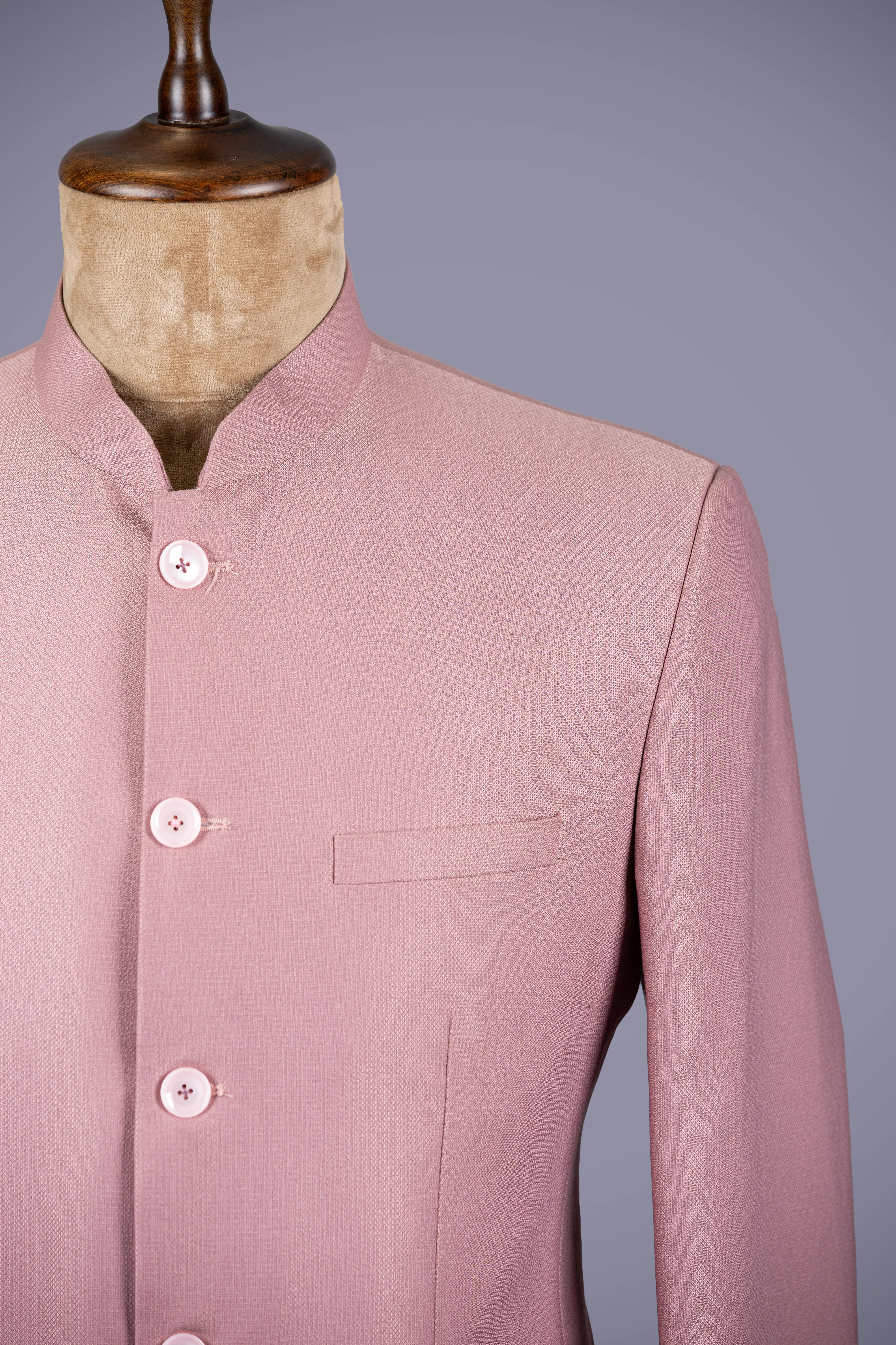 Standout Pink Jodhpuri Suit in Luxurious Suede Velvet