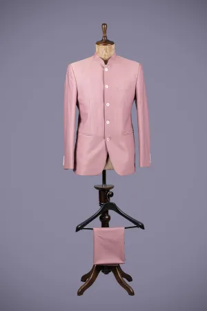 Standout Pink Jodhpuri Suit in Luxurious Suede Velvet