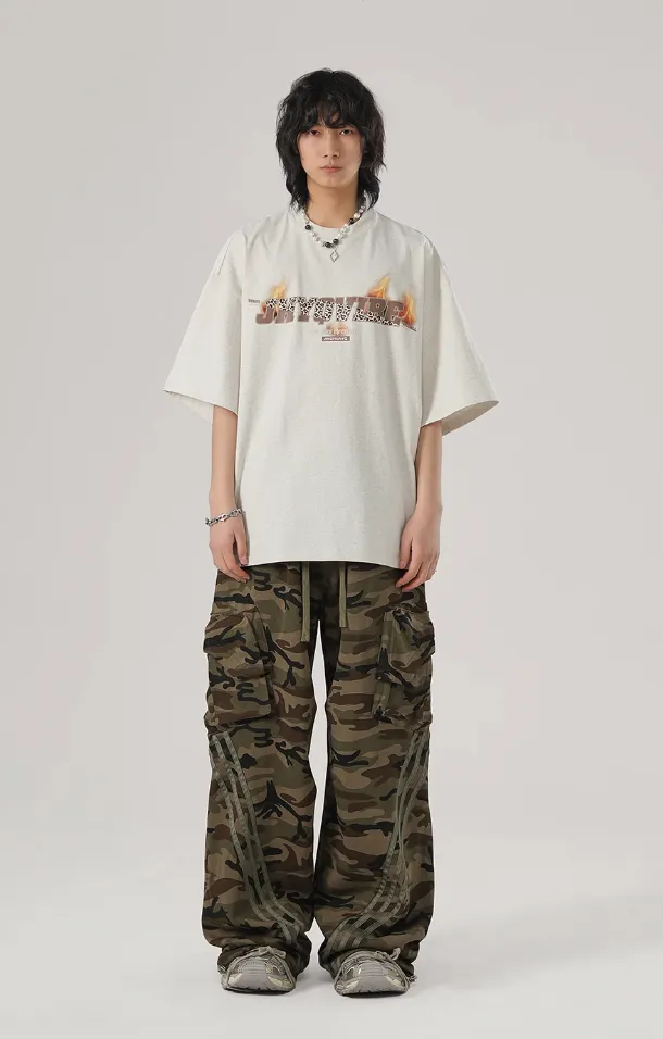 Striped Camouflage Work Cargo Pants