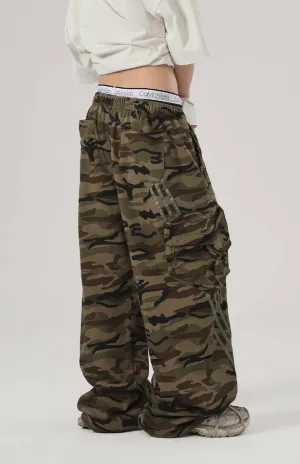 Striped Camouflage Work Cargo Pants