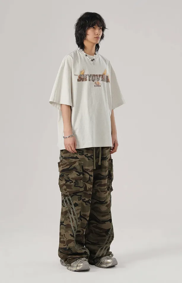 Striped Camouflage Work Cargo Pants