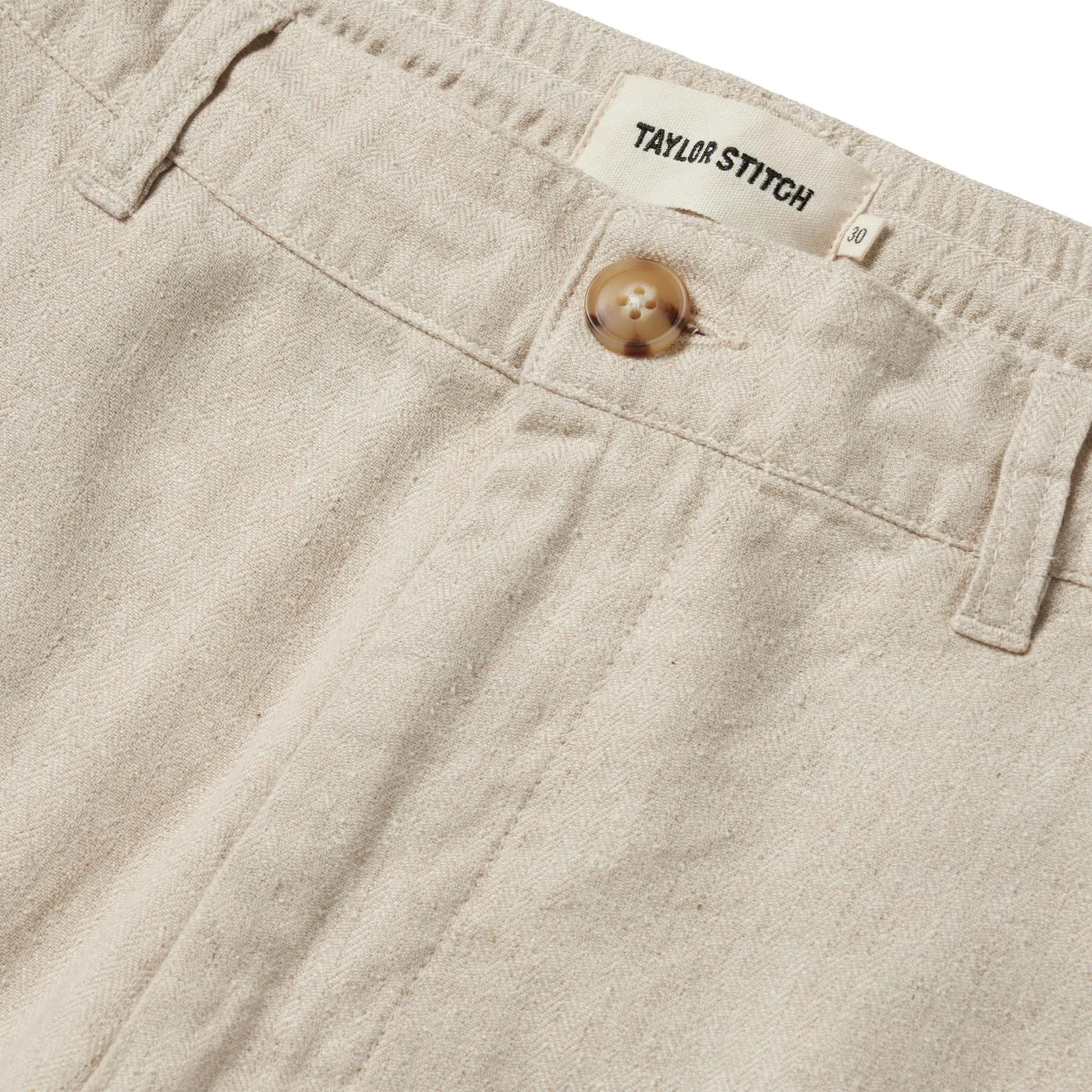 The Easy Pant in Natural Herringbone