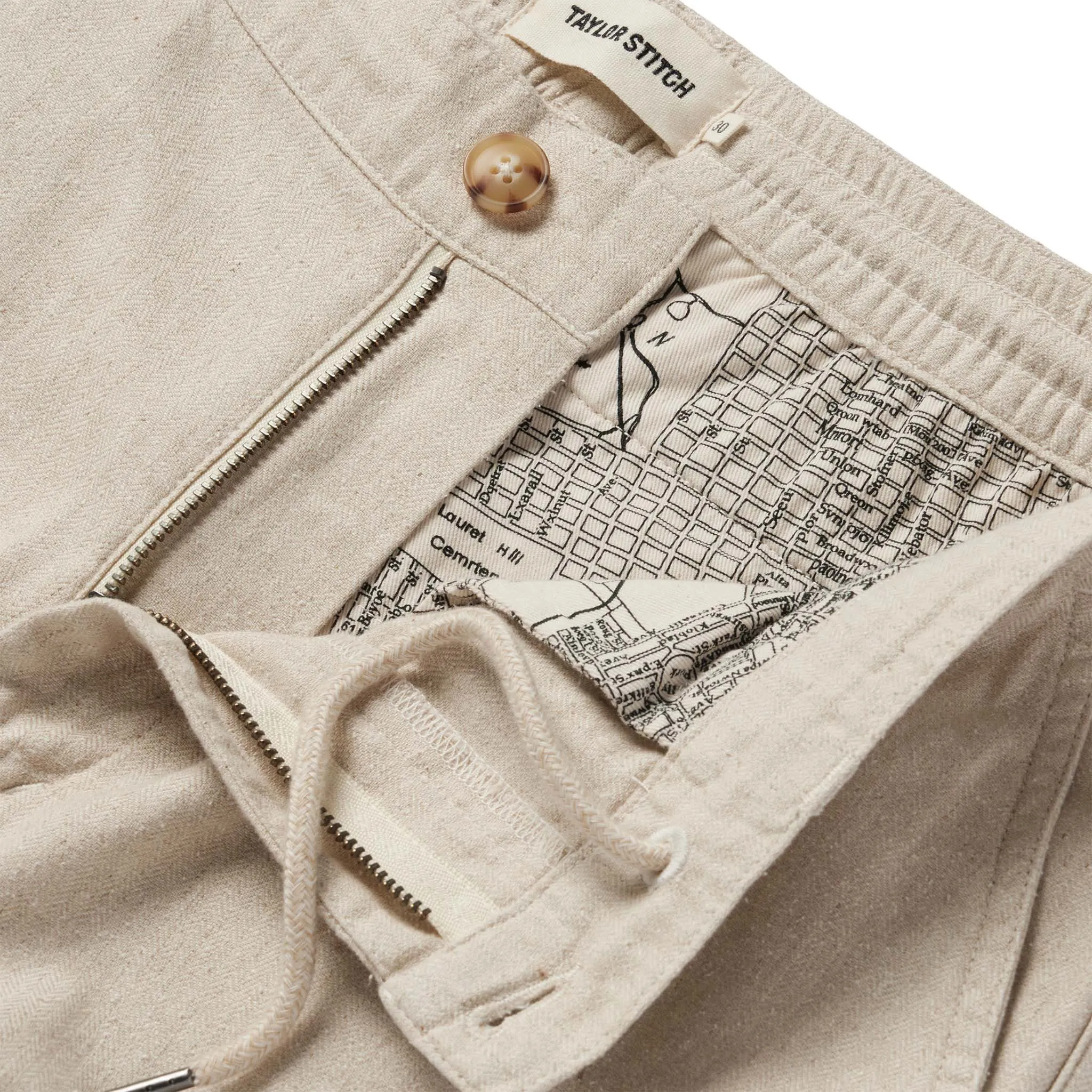 The Easy Pant in Natural Herringbone