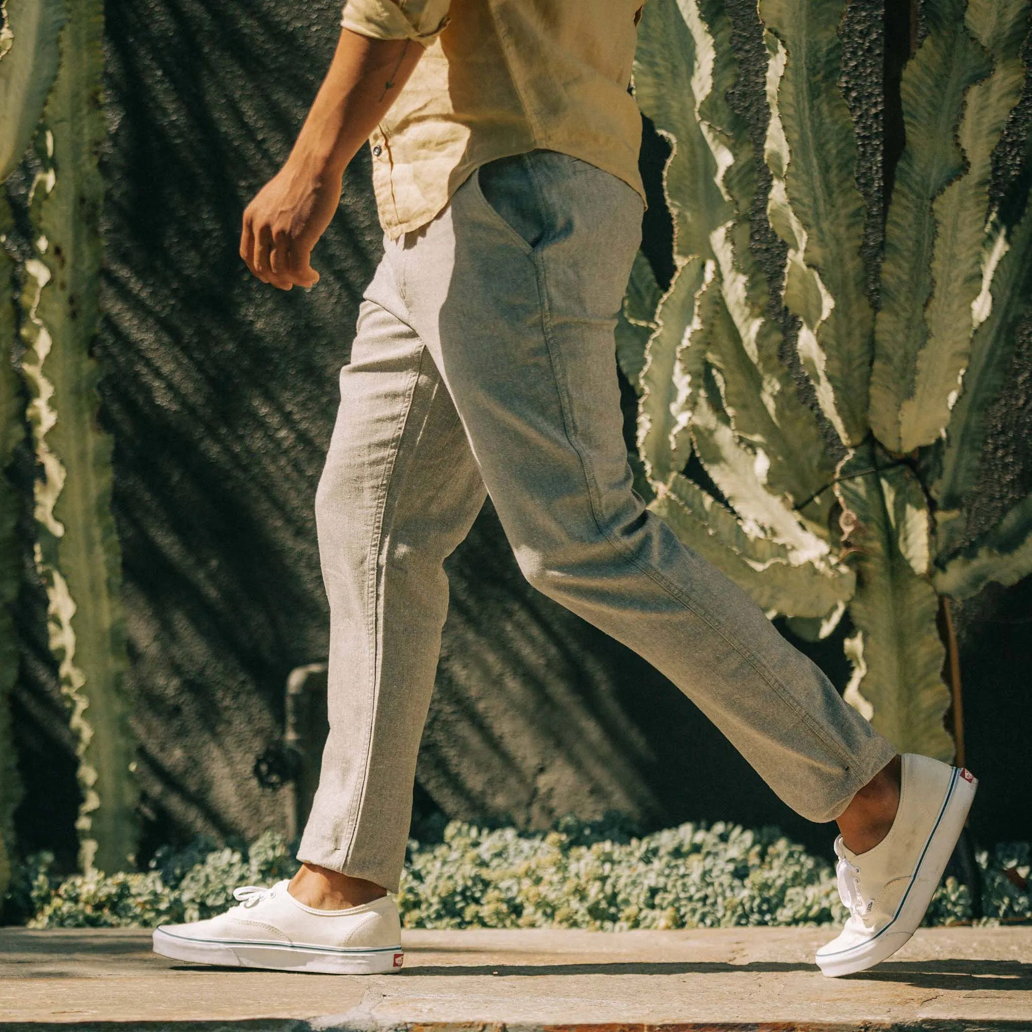 The Easy Pant in Natural Herringbone