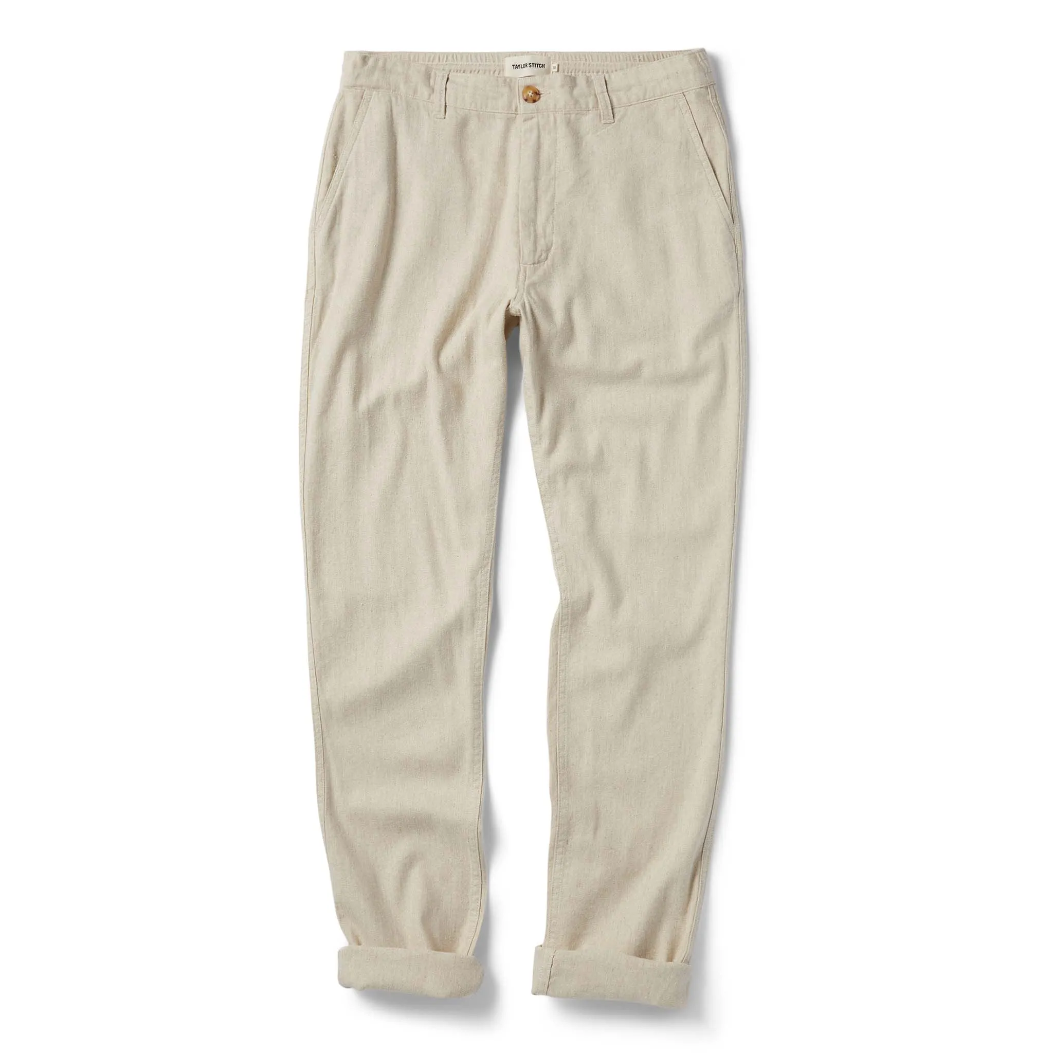 The Easy Pant in Natural Herringbone