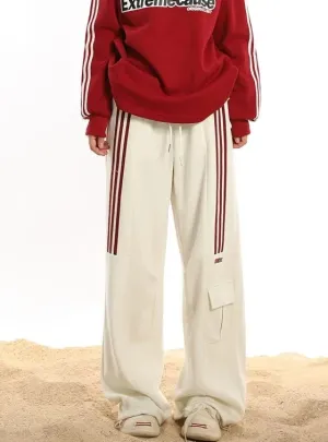 Triple Striped Athletic Wide Leg Pants