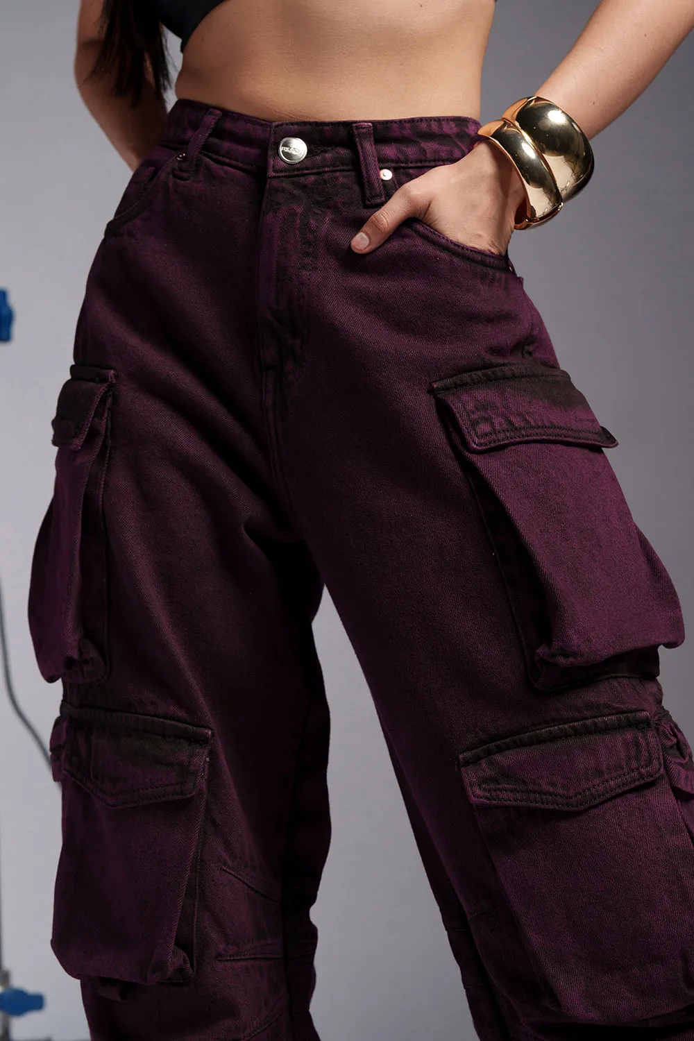 Violet Blaze Baggy Barrel Cargo Jeans