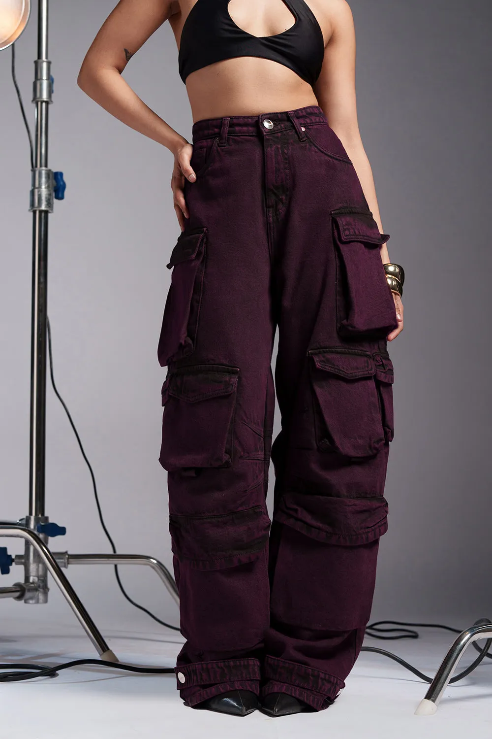 Violet Blaze Baggy Barrel Cargo Jeans