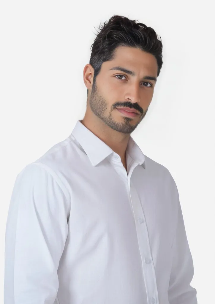 White Linen Blend Shirt