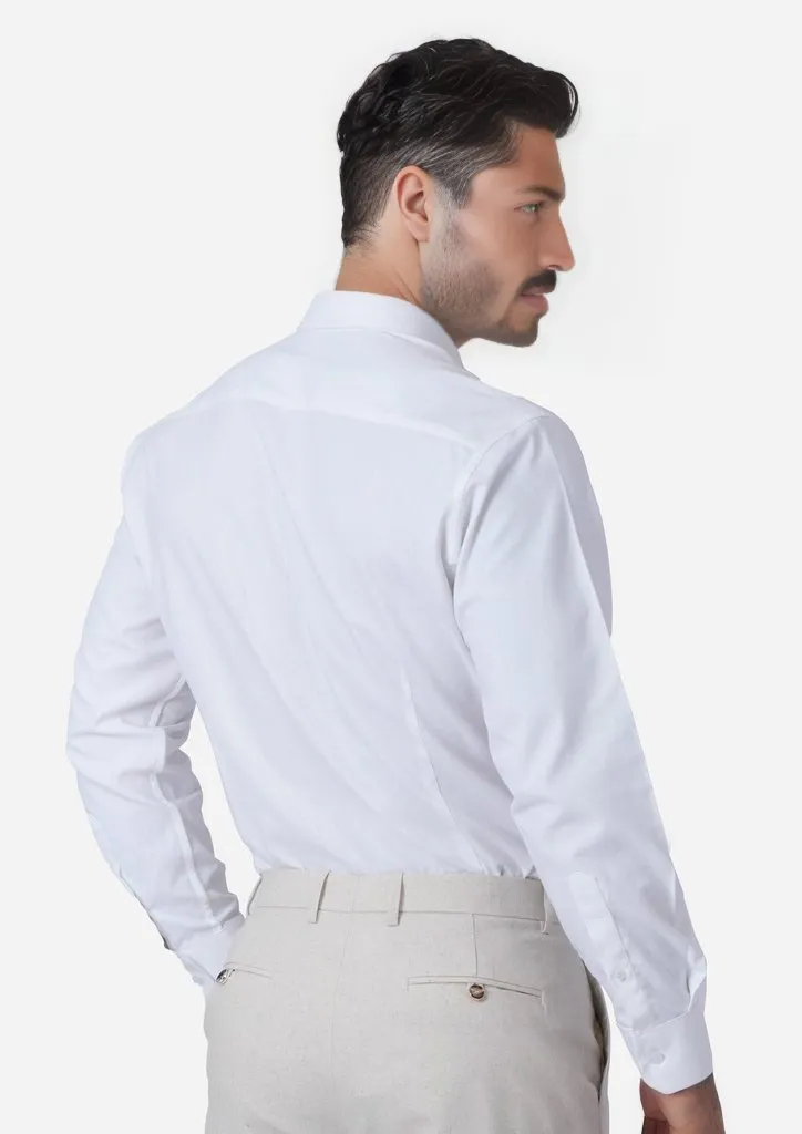 White Linen Blend Shirt