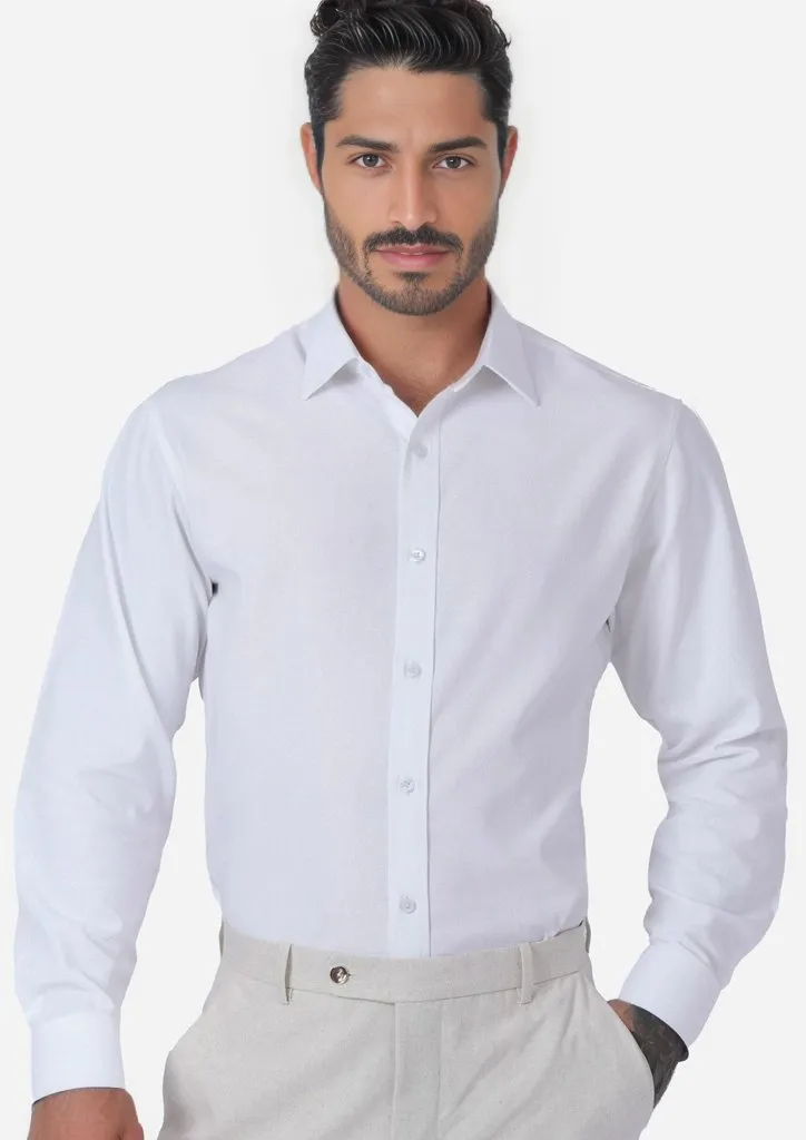 White Linen Blend Shirt